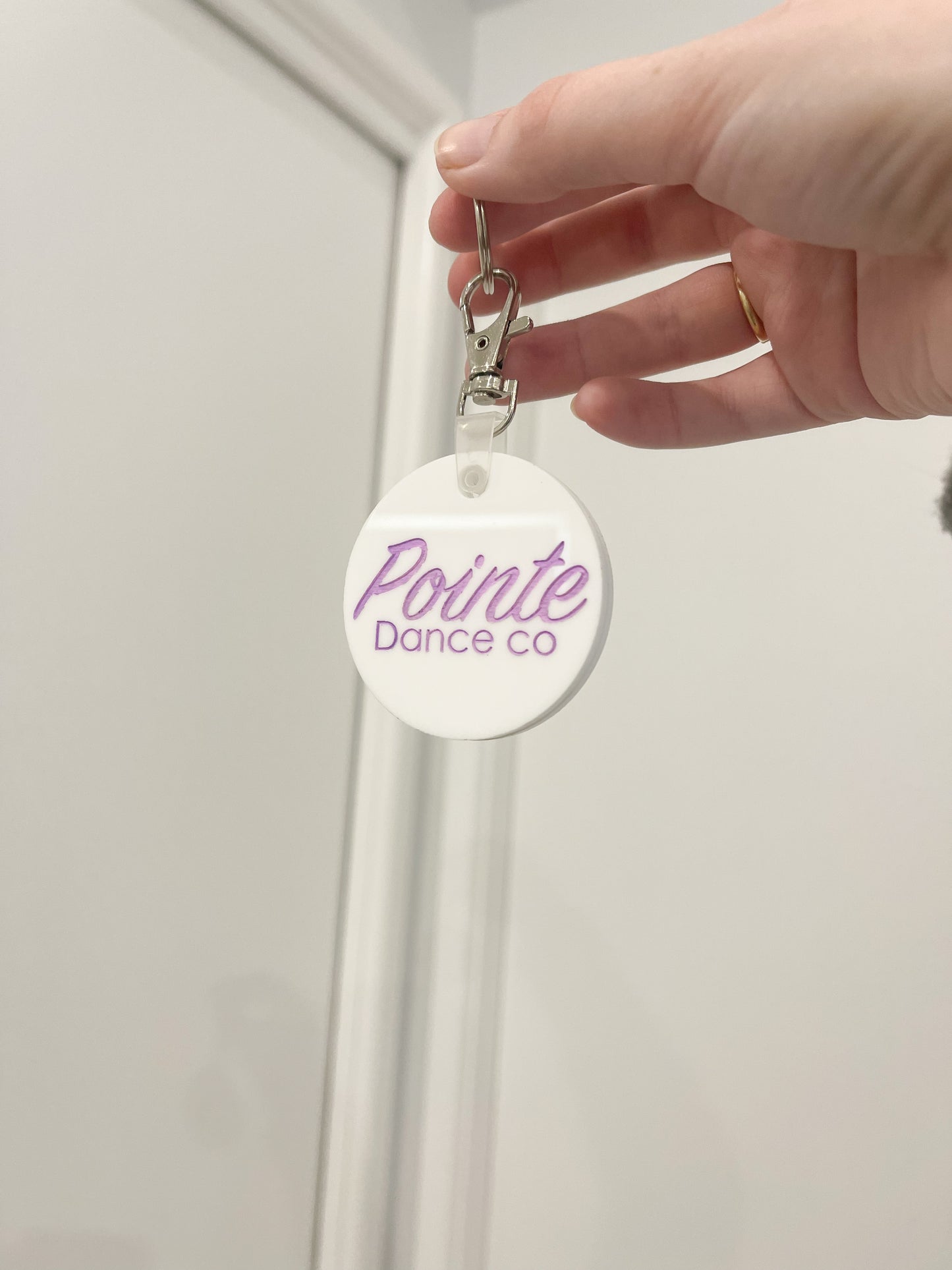 Dance school/team logo branded name keyrings